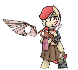 Size: 1280x1155 | Tagged: safe, artist:ppdraw, imported from derpibooru, oc, oc only, artificial wings, augmented, mechanical wing, solo, steampunk, wings