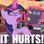 Size: 720x720 | Tagged: safe, imported from derpibooru, twilight sparkle, alicorn, castle mane-ia, book, caption, fanfic, female, golden oaks library, image macro, library, magic, pain, reaction image, solo, twilight sparkle (alicorn)