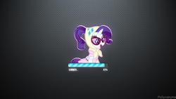 Size: 1920x1080 | Tagged: safe, artist:camping rarity, artist:pssyndrome, imported from derpibooru, rarity, camping outfit, clothes, dress, female, glasses, loading screen message, solo, vector, wallpaper