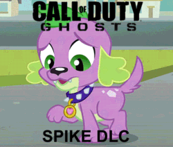 Size: 476x404 | Tagged: safe, imported from derpibooru, spike, dog, equestria girls, animated, call of duty, call of duty ghosts, call of duty: ghosts, image macro, male, paw pads, solo, spike the dog