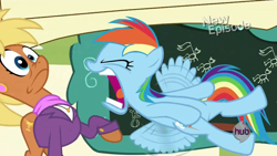 Size: 1920x1080 | Tagged: safe, imported from derpibooru, screencap, ms. harshwhinny, rainbow dash, flight to the finish, season 4, chalkboard, faic, great moments in animation, new episode, open mouth