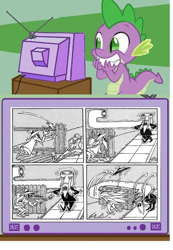 Size: 428x620 | Tagged: safe, artist:antonio prohías, imported from derpibooru, spike, angry, comic strip, exploitable meme, mad magazine, meme, obligatory pony, spy vs. spy, tv meme