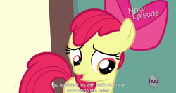 Size: 1152x606 | Tagged: safe, imported from derpibooru, screencap, apple bloom, flight to the finish, female, meme, solo, youtube caption