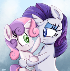 Size: 980x1002 | Tagged: safe, artist:daniel-sg, imported from derpibooru, rarity, sweetie belle, pony, unicorn, boop, cute, diaper, diasweetes, female, filly, foal, mare, sisters, younger