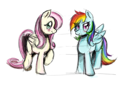 Size: 1918x1289 | Tagged: safe, artist:solarsourced, imported from derpibooru, fluttershy, rainbow dash, traditional art