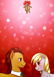 Size: 2149x3035 | Tagged: safe, artist:sandy101010, imported from derpibooru, derpy hooves, doctor whooves, time turner, pegasus, pony, female, mare, mistletoe, shipping