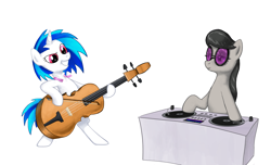 Size: 4200x2550 | Tagged: safe, artist:poniker, imported from derpibooru, dj pon-3, octavia melody, vinyl scratch, accessory swap