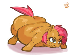 Size: 1000x750 | Tagged: safe, artist:holotuff, imported from derpibooru, babs seed, earth pony, pony, belly, blob seed, fat, female, filly, obese, solo