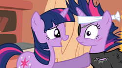 Size: 960x540 | Tagged: safe, imported from derpibooru, screencap, twilight sparkle, it's about time, cut, future twilight, poking, scrunchy face