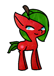 Size: 304x422 | Tagged: safe, artist:fakemoncreation, imported from derpibooru, oc, oc only, earth pony, original species, apple, happy apple, solo