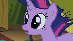 Size: 960x540 | Tagged: safe, imported from derpibooru, screencap, twilight sparkle, it's about time, big eyes, cut, female, solo
