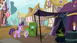 Size: 960x540 | Tagged: safe, imported from derpibooru, screencap, spike, twilight sparkle, it's about time, crystal ball