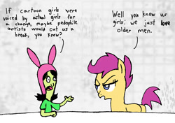 Size: 808x568 | Tagged: safe, artist:arconisis, imported from derpibooru, scootaloo, bob's burgers, louise belcher