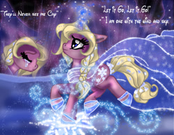 Size: 3280x2544 | Tagged: safe, artist:phoenixdreamangelmsb, imported from derpibooru, pony, braid, clothes, disney, dress, elsa, frozen (movie), magic, ponified, shoes, snow, solo