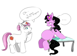 Size: 1024x745 | Tagged: safe, artist:kattugglan, imported from derpibooru, nurse redheart, oc, earth pony, pony, captain obvious, female, mare, not sure if pregnancy, nurse, pregnant
