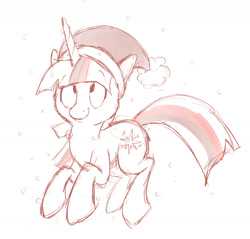 Size: 1280x1223 | Tagged: artist needed, safe, imported from derpibooru, twilight sparkle, pony, unicorn, 30 minute art challenge, christmas, cute, female, hat, mare, snow, snowfall, solo