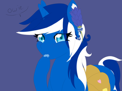 Size: 4000x3012 | Tagged: safe, artist:agis-octavious, imported from derpibooru, oc, oc only, oc:blue bonnet, pony, unicorn, blushing, drool, solo