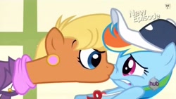 Size: 846x476 | Tagged: safe, imported from derpibooru, screencap, ms. harshwhinny, rainbow dash, pony, flight to the finish, boop, coach rainbow dash, out of context