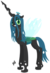 Size: 622x900 | Tagged: safe, artist:doctorgiratina, imported from derpibooru, queen chrysalis, changeling, changeling queen, digital art, female, smiling, solo
