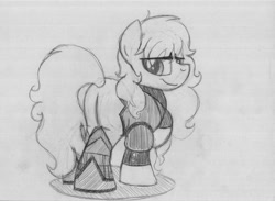 Size: 1024x749 | Tagged: safe, artist:drawponies, imported from derpibooru, pony, commission, monochrome, ponified, rooster teeth, rwby, sketch, solo, yang xiao long