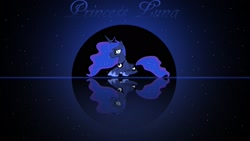 Size: 1920x1080 | Tagged: safe, artist:djthunderbolt, artist:ikillyou121, imported from derpibooru, princess luna, female, prone, reflection, solo, space, vector, wallpaper