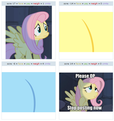 Size: 530x567 | Tagged: safe, imported from derpibooru, fluttershy, derpibooru, exploitable meme, juxtaposition, juxtaposition win, meme, meta