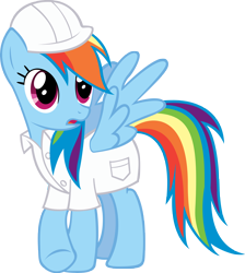 Size: 5000x5585 | Tagged: safe, artist:richhap, imported from derpibooru, rainbow dash, sonic rainboom (episode), absurd resolution, clothes, female, hat, lab coat, simple background, solo, transparent background, vector