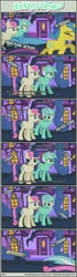 Size: 1064x3790 | Tagged: safe, artist:tritebristle, imported from derpibooru, bon bon, lemon hearts, lyra heartstrings, sweetie drops, twilight sparkle, comic:heartstrings, comic, running, screaming