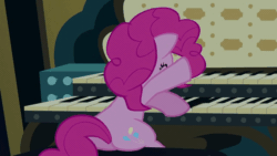 Size: 640x360 | Tagged: safe, imported from derpibooru, screencap, pinkie pie, castle mane-ia, animated, balloonbutt, bouncing, butt, eyes closed, female, happy, keyboard, loop, musical instrument, organ, organ to the outside, playing, plot, smiling, solo, song of my people