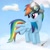 Size: 1200x1200 | Tagged: safe, artist:scratch42, imported from derpibooru, rainbow dash, cloud, cloudy, female, goggles, solo