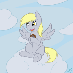 Size: 640x640 | Tagged: safe, artist:lovable-java, deleted from derpibooru, imported from derpibooru, derpy hooves, pegasus, pony, female, mare, muffin, solo