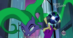 Size: 1151x606 | Tagged: safe, imported from derpibooru, screencap, mane-iac, power ponies (episode), electro orb, female, meme, solo, youtube caption