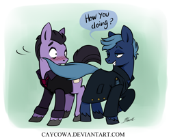 Size: 732x600 | Tagged: safe, artist:caycowa, imported from derpibooru, star hunter, earth pony, pegasus, pony, duo, gay, ianto jones, jack harkness, male, ponified, seduction, tail seduce, torchwood