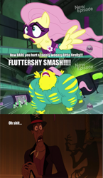 Size: 931x1605 | Tagged: safe, imported from derpibooru, fluttershy, saddle rager, power ponies (episode), comic, disney, doctor facilier, flutterhulk, power ponies, shadow, the princess and the frog, vulgar