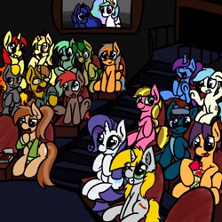 Size: 1000x1000 | Tagged: safe, imported from derpibooru, princess celestia, princess luna, rarity, oc, ask-bloody-sweetie-belle, theater