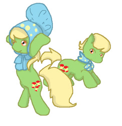 Size: 425x437 | Tagged: safe, artist:angelstar000, imported from derpibooru, apple munchies, apple family member, rule 63, self ponidox
