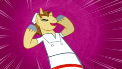 Size: 1366x768 | Tagged: safe, imported from derpibooru, screencap, donut joe, pony, unicorn, mmmystery on the friendship express, evil laugh, joe, laughing, male, solo, stallion