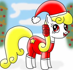 Size: 1195x1153 | Tagged: safe, artist:mast88, imported from derpibooru, oc, oc only, oc:yellowstar, christmas, clothes, hat, holiday, santa hat, solo