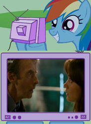 Size: 563x771 | Tagged: safe, imported from derpibooru, rainbow dash, clara oswin oswald, doctor who, exploitable meme, meme, obligatory pony, peter capaldi, regeneration, time of the doctor, tv meme, twelfth doctor