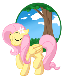 Size: 1871x2181 | Tagged: safe, artist:xnightmelody, imported from derpibooru, fluttershy, female, flower, solo, tree