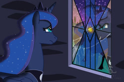 Size: 491x325 | Tagged: safe, artist:scyphi, imported from derpibooru, nightmare moon, princess luna, duality, nightmare luna