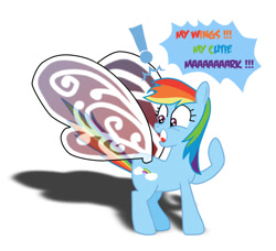 Size: 1096x1000 | Tagged: safe, artist:rhanoa, imported from derpibooru, rainbow dash, artificial wings, augmented, female, g3, glimmer wings, magic, magic wings, rainbow dash always dresses in style, solo, wings