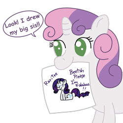 Size: 1000x1000 | Tagged: safe, artist:seabastian, imported from derpibooru, rarity, sweetie belle, comic, drawing