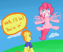 Size: 2300x1880 | Tagged: safe, artist:runbowdash, imported from derpibooru, pinkie pie, spitfire, flying