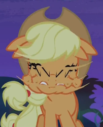 Size: 369x455 | Tagged: safe, imported from derpibooru, applejack, bats!, female, great moments in animation, shake, smear frame, solo
