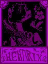 Size: 1216x1624 | Tagged: safe, artist:fartha, imported from derpibooru, pony, 60s, classic rock ponies, guitar, jimi hendrix, jimi hendrix experience, ponified, purple haze (song), rock (music), woodstock