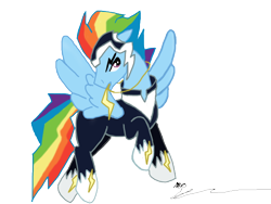 Size: 640x480 | Tagged: safe, artist:stagetechy1991, artist:stagetechyart, imported from derpibooru, rainbow dash, zapp, pegasus, power ponies (episode), power ponies, rainbow blitz, rule 63, simple background, solo, transparent background