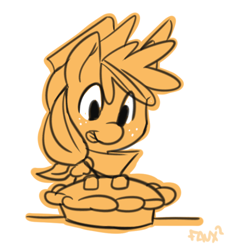 Size: 500x500 | Tagged: safe, artist:fauxsquared, imported from derpibooru, applejack, female, pie, solo, tongue out
