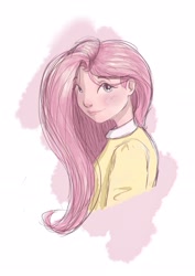 Size: 2480x3508 | Tagged: safe, artist:bealor, imported from derpibooru, fluttershy, human, female, humanized, light skin, portrait, solo