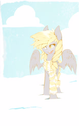 Size: 2500x4000 | Tagged: safe, artist:cynicalgrin, imported from derpibooru, derpy hooves, pegasus, pony, clothes, female, mare, scarf, snow, solo